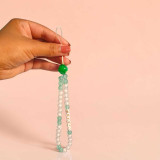 Personalized Mint & White Beaded Phone Charm – 8.5 Inch MKH-28