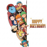 Flower Bouquet with Chocolates & One Piece Anime Printed Card