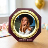 Wooden Birthday Queen Plaque with Personalized Photo on Metal Plate JNK-7329