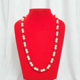 Classic White Pearl & Ruby Red Mix Necklace Pote-105