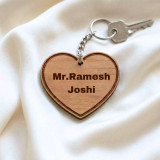 Personalized My Dad Is A Star Wooden Heart Keychain SK-3068