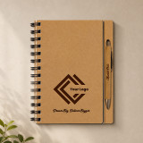Corporate Wooden Diary with Logo Engraving & Personalized Bamboo Pen
