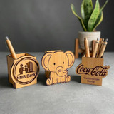 Customized Wooden Desk Organizer Pen Holder Box