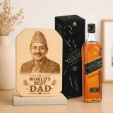 Best Dad Personalized Wooden Plaque with Photo & Black Label 750ml JNK-7368