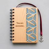 Custom Wooden Cover Diary with Knot Grip Bookmark Charm DKG-1007