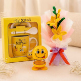 Happy Friendship Mug & Fuzzy Flower Bouquet Set SK-3111
