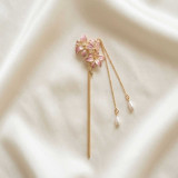 Light Purple Lily Hair Pin with Pearl Dangles HC-410