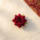 Velvet Rose Hair Clip with Pearl Accents HC-407