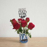 Best Dad Ever Roses & Mug Gift Combo With Topper SK-3130