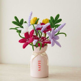 Custom Fuzzy Floral Keepsake in Personalized Pink Ceramic Vase SK-3132