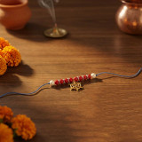 Elegant Pearl & Red Bead Rakhi with Turtle Charm RK-12