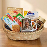 Snacks with Personalized Ceramic Mug Gift Basket