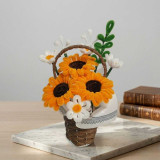 Handmade Fuzzy Sunflower & Mini White Flowers in a Basket JNK-7430