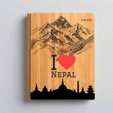 Personalized I Love Nepal Wooden Cover Diary with Name Engraving