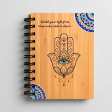 Premium Hamsa Wood Grain Spiral Notebook – Inspirational Design Diary SK-3166