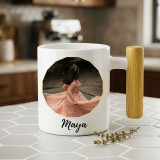 Name and Photo Printed Wooden Handle Mug for Personalized Gifting JNK-7450