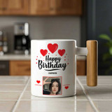 Personalized Happy Birthday Wooden Handle Mug SK-3225