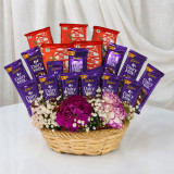 Chocolates & Carnation Flowers Gift Basket