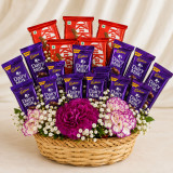 Chocolates & Carnation Flowers Gift Basket
