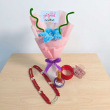 Women Accessories Gift Combo with Lily Fuzzy Flower Bouquet JNK-7466