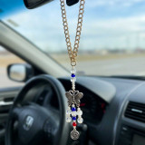 Pearl Beaded Butterfly & Om Car Charm DKG-1142