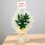 Elegant Shrawan Green Fuzzy Lily Bouquet with Greeting Card SPM-803