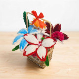 Fuzzy Lily & Mini Flower Basket with Name Printed Card JNK-7486