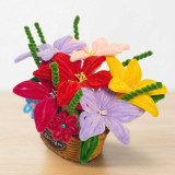 Fuzzy Floral Basket with Personalized Name Printed Card JNK-7493