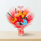 Fuzzy Flower Bouquet with Miss You & Name Printed Card JNK-7495