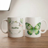 Green Blossom Butterfly Mug AM-394