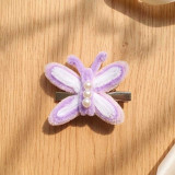 Cute Butterfly Design Fuzzy Hair Clip with Pearls HC-320