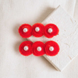 Red Fuzzy Hair Clips with Pearls HC-322