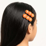 Orange Fuzzy Hair Pins with Pearl Accents HC-324