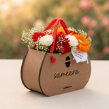 Personalized Wooden Floral Gift Bag with Fresh Mix Flower