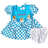Cotton Blue Dress for Girl (3-6 months)