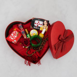 Red Shawl, Green Bangles & Beauty Accessories Gift JNK-7521