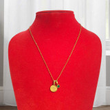 Heartbeat Pendant Necklace with Green Crystal JL-136