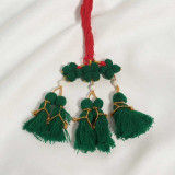 Traditional Red Thread Chulti with Green Floral Tassels and Pearls CD-10