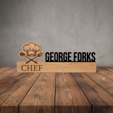 Customizable Wooden Chef Name Display DKG-1275