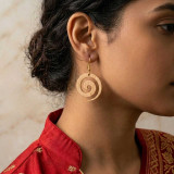 Spiral Wooden Drop Earrings JR-477