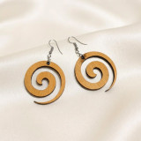 Spiral Wooden Drop Earrings