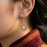 Sunflower Wooden Drop Earrings JR-480