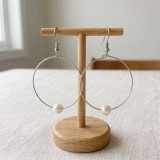 Single Pearl Hoop Earrings JR-466