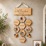 Customized Wooden Family Honeycomb Photo Hanging Display SK-3342
