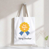Personalized Name Printed Best Teacher Tote Bag – Large Size SPM-845