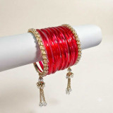 Red Chura & Crystal Bangles Set SPM-859