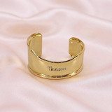 Personalized Date Engraved Gold-Tone Open Cuff Bracelet JNK-7595