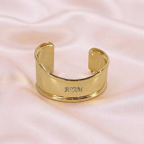 Couple Initial Letter Engraved Gold-Tone Open Cuff Bracelet JNK-7597