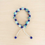Blue and Turquoise Marbled Beaded Bracelet with Dangle Bala-45