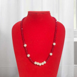 Red Crystal & White Pearl Pote Mala Pote-145